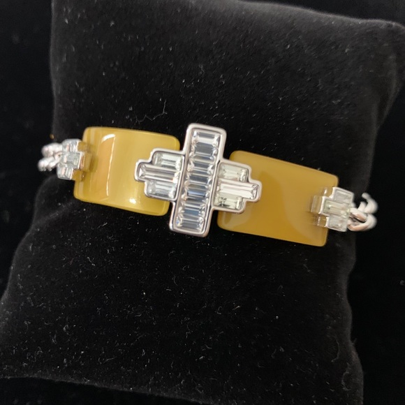 3/$20 Lia Sophia Silver/Mustard/Crystal Bracelet - Picture 2 of 9